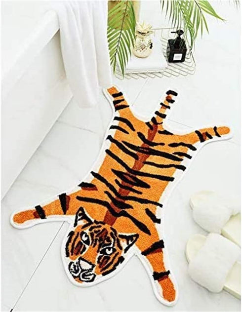 Cute Faux Tiger Print Rug, Small Area Rug for Home Decor, Fluffy Animal Print Kids Carpet, Orange 1.8x2.8 ft
