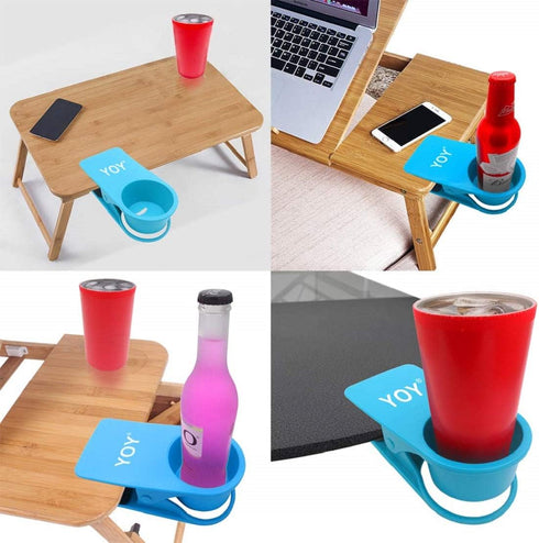 2 Pack YOY Drink Cup Holder Clip - Table Desk Side Water Glass Beer Bottle Beverage Soda Coffee Mug Holder Cup Saucer