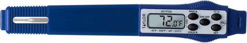 Taylor 9877FDA Digital Food Thermometer, Compact Waterproof, 2.81 Inch Stem, FDA-Recommended Probe, Blue