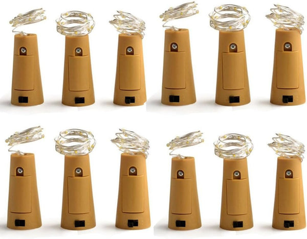 Amants01 Pack of 12 Wine Bottle Lights Battery Powered, LED Cork Shaped Starry