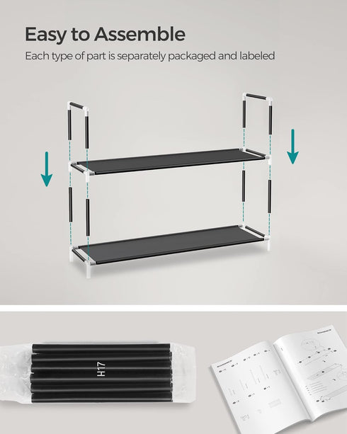 4-Tier Closet, ULSH054B01 SONGMICS Shoe Rack, Shoe Storage for Hallway Slim and Space-Saving, Metal Frame, Non-Woven