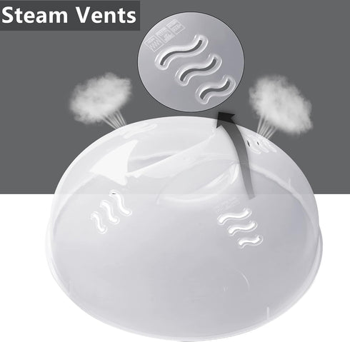 Large Microwave Splatter Cover for Food - 11.5 Inch Anti-Splatter Lid with Easy Grip Handle and Perforated Steam Vents,