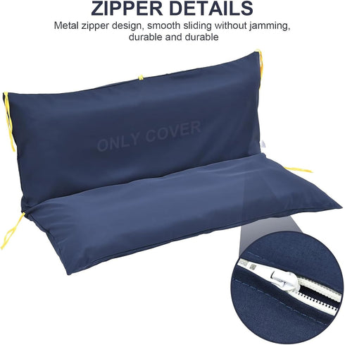 RJGKXE (60"W 40"D 4"T, Three Seat Swing Replacement Cushions Only Cover, Anti-Slip Tie Rope Design Bench Cushions Cover