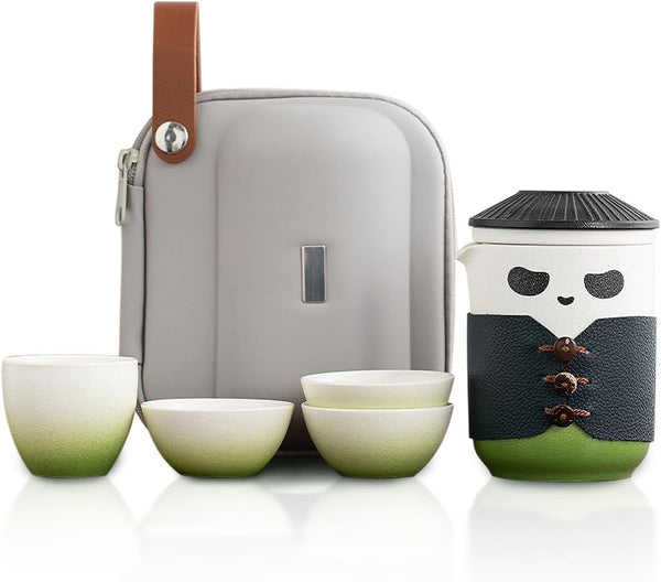 Travel Tea Set, kung fu Panda Tea Cup with Portable Bag, 13oz
