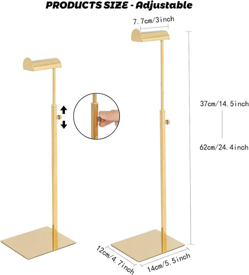 Handbag Display Stand - 2 Pack Stainless Steel Purse Hanging Hook Stands, Adjustable Height Table Ornament for Boutique