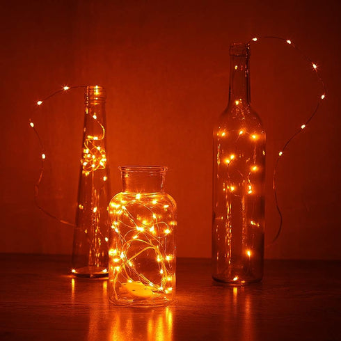 YKB 6 Pack Orange Fairy String Lights, Battery Operated Starry String Lights on 3.3ft/1m Silvery Copper Wire