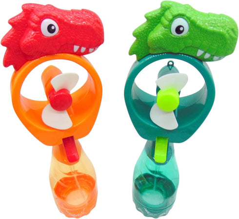 Dinosaur Misting Spray Bottle Fan, Kids Personal Cooling Mist Handheld Humidifier Powered T-Rex Fans, Set of 2