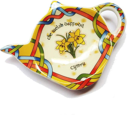 Royal Tara Welsh Daffodil Teabag Holder - Irish Tea Bag Coaster, Teapot Shaped Resting Caddy