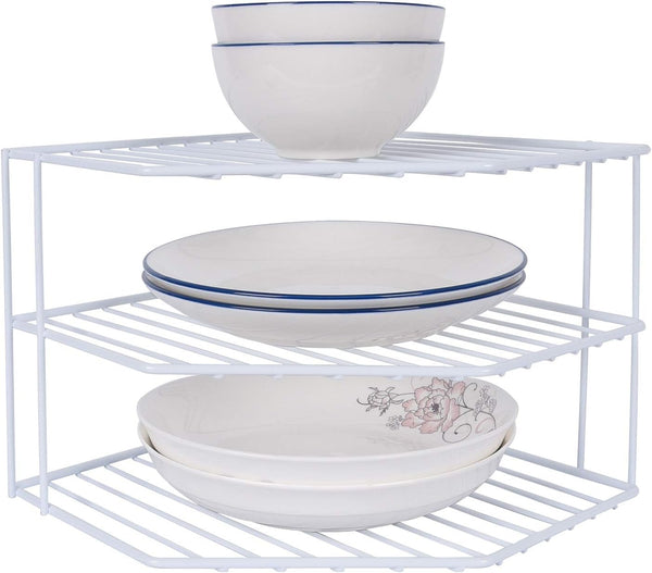 SIBAO 3-Tier Corner Shelf Counter and Cabinet Organizer - Steel Metal Wire -