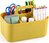 Multiuse Caddy Organizer with Handle - Stackable Yellow Plastic Bin Basket for Art, Craft, Makeup, Bathroom, Kitchen,