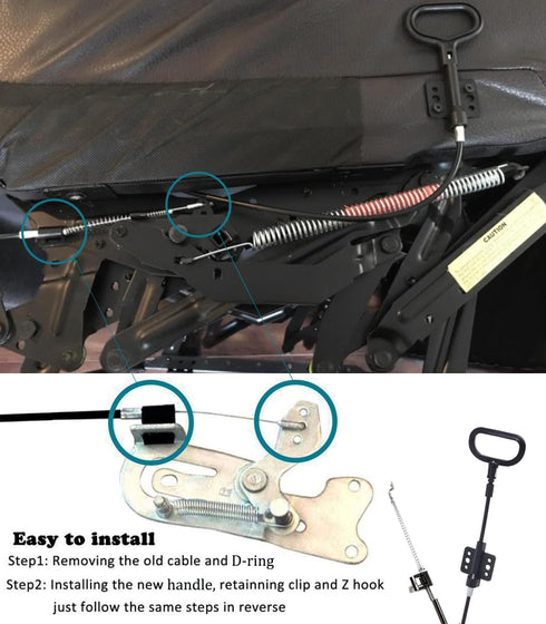 2Pcs Recliner Cables Replacement D-Ring Cables, Fit Ashley and Most Recliner, Exposed 4.9" Total 33.7"