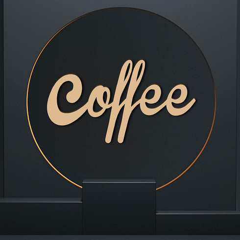 CREATCABIN Laser Cut Wood Sign Wall Art, Coffee Letter Decorative Wall Sculpture Hanging Decor for Housewarming, 25 x