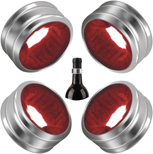 Stainless Steel Wine Bottle Collars, Durable Drip Rings, Simple Wine Drop Stopper with Felt (Red Waved)