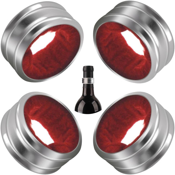Stainless Steel Wine Bottle Collars, Durable Drip Rings, Simple Wine Drop Stopper with Felt (Red Waved)