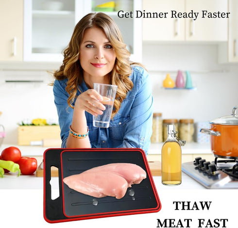 Frozen Frozen Evelots Fast Defrosting Tray for Meat with Cutting Board & Garlic Grater - Thaws Food Fast & Naturally
