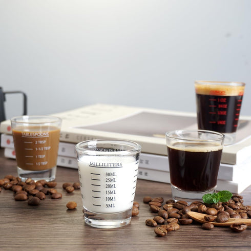 Shot Glasses Measuring Cup, Heavy Glass Wine Glass Espresso Shot Glass with 26-Incremental Measurement, 1oz, 6 Tsp, 2