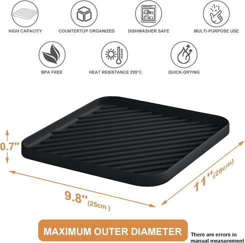 Silicone Organizer Tray for Kitchen Sink and Bathroom, Dishwasher Tray, Versatile Bathroom and Drawer Organizer Trays, Non-Slip Countertop Tray (Black) by HvOvMvE