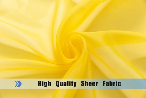 WPM Yellow Sheer Curtains 58" Wide x 84" Long, 2 Panels Rod Pocket Voile Livingroom Window Treatment