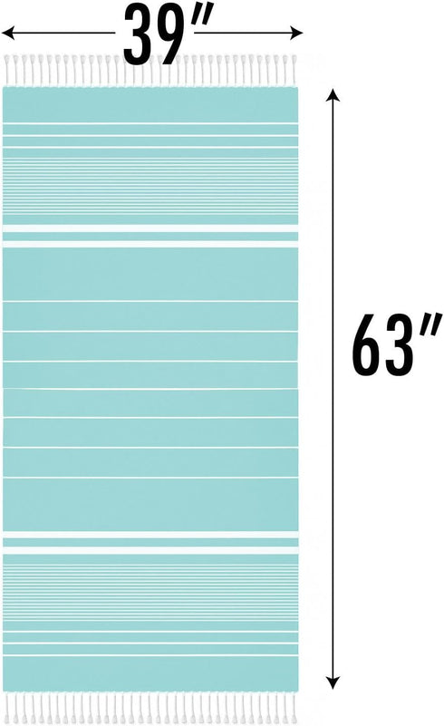 39x63in SUNSPUN LINENS Turkish Beach Towel, Extra Large Quick Dry Cotton Oversized Turkish Bath Towel & Blanket
