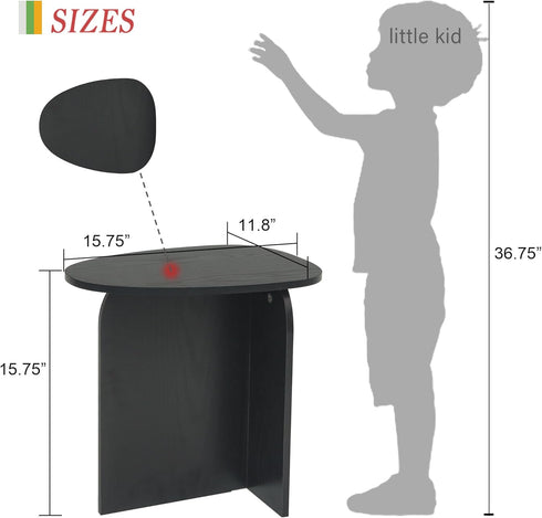 AWASEN Black Side Table, Small Triangle End Table Living Room, Modern Accent Table with Unique Tabletop, Mini Bedside