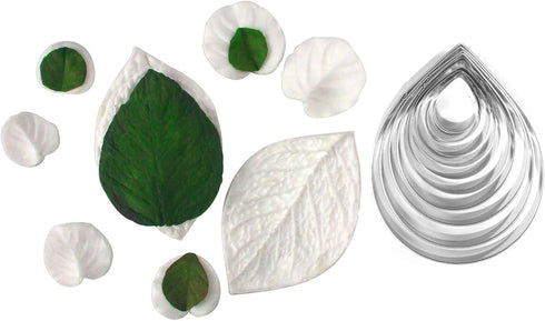 Funshowcase 10-pieces Rose Dahlia Flower Cutter Set for Fondant Gum-paste Polymer Clay