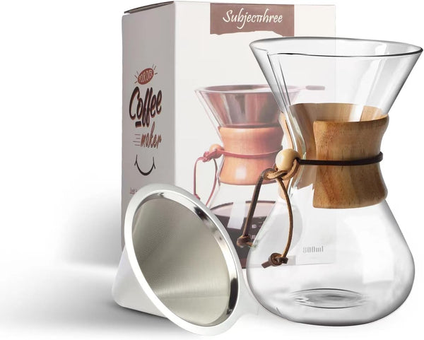 Subjectthree 8 Cup Classic Series Pour Over Coffee Maker, High Heat Resistant