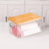 Trash Bag Holder Dispenser, Garbage Bag Dispenser with Bamboo Lid & Handles, Stackable Clear Trash Bag Organizer Under