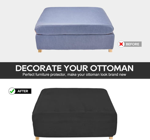 NeColorLife Velvet Ottoman Cover, Stretchable Footrest Slipcover with Elastic Band, Thick Stool Cover for Rectangle