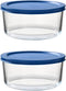 Fox Run Glass Yogurt Containers with Lids, Set of 2 Glass Bowls
