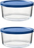Fox Run Glass Yogurt Containers with Lids, Set of 2 Glass Bowls