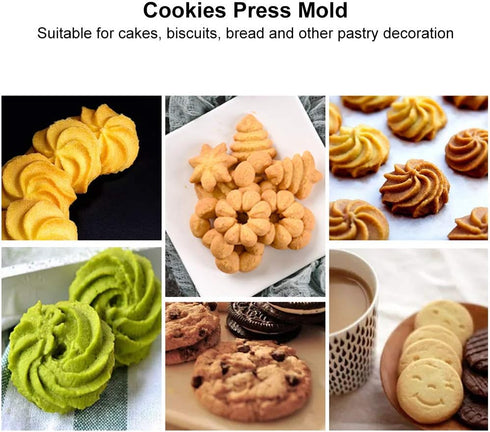 Cookies Press Maker Kit, Silver Aluminum Alloy + ABS Cookies Press with 20 Cookies and 4 Nozzles