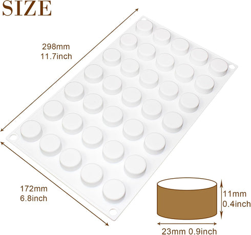 FUNSHOWCASE Mini Round Disc Silicone Mold Tray - 0.9x0.9x0.4 inch, 35 Cavities
