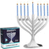 Zion Judaica Mini Classic Menorah with Mini Birthday Size Hanukkah Candles, Satin Silver Travel Minorah with 44 Candles