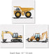 brayqu Set 3 12x12 Inch of Construction Nursery Canvas Wall Art Vehicle Framed Paintings Prints Watercolor Dump Truck