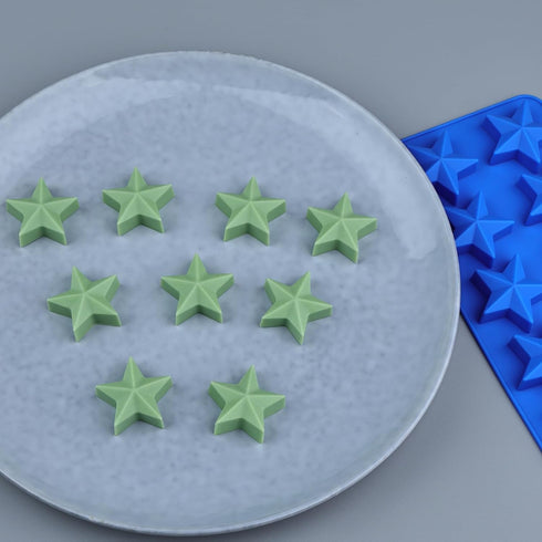 Star Chocolate Molds 3pcs - Silicone Star Candy Molds for Baking Ice Cube, Resin, Soap, Jelly (Star Size 1.93in)