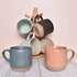 Bosmarlin Large Stoneware Speckled Coffee Mug, 17 Oz Ceramic Tea Cup, Dishwasher and Microwave Safe, Blue