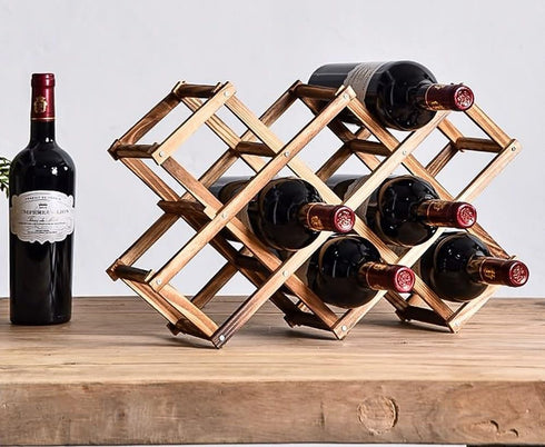 Freestanding Stackable Wine Rack Organizer, Foldable Design for Countertop and Cabinets, Scratch-resistant Protector