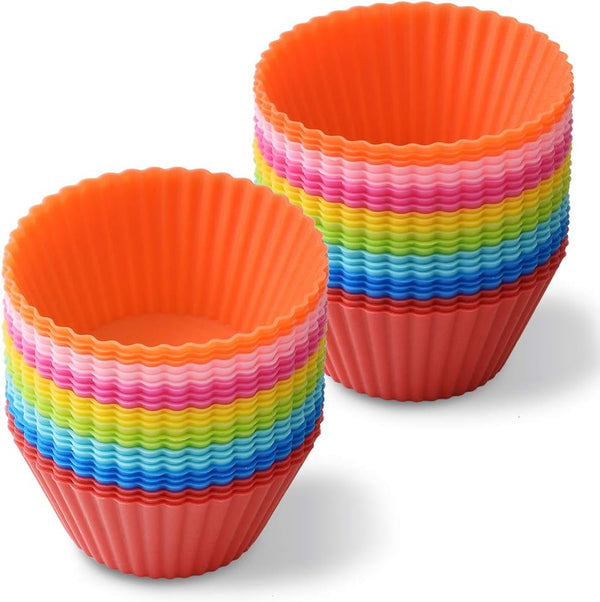 Newk Reusable Silicone Baking Cups, 48 Packs Nonstick Food Grade Cupcake Liners, Muffin Cup Molds - 8 Colors
