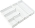 RAUVOLFIA 6 Pack Plastic Drawer Organizer Set, White Bathroom Vanity Trays for Makeup, Jewelry, Office, and Kitchen