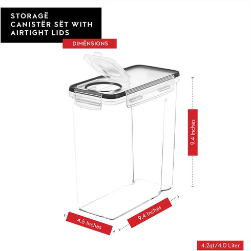 DWËLLZA KITCHEN Cereal Containers Storage 4 Pack, 135 fl. oz Airtight Food Storage Containers for Pantry