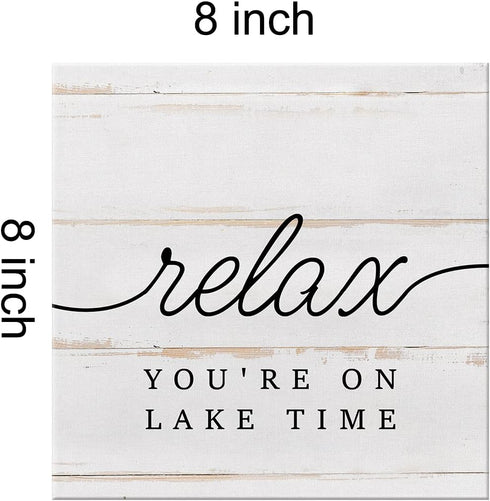 Country Lake Canvas Prints - Wall Art Decor with Relax Quote, Framed Artwork for Summer Rustic Home Decoration