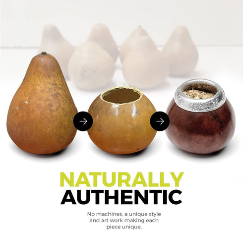 BALIBETOV Yerba Mate Gourd Set, Original Natural Handmade Yerba Mate Cup Argentina, Includes Cup, Bombilla, and Brush.