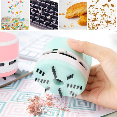 FineInno Mini Crumb Vacuum Cleaner - Portable Desktop Sweeper, Handheld Cordless Multifunction for Home, Office, Cars