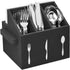 Ikee Design Wooden Utensil Caddy with Handles, Silverware Holder for Countertop, Camping, and Kitchen, Black
