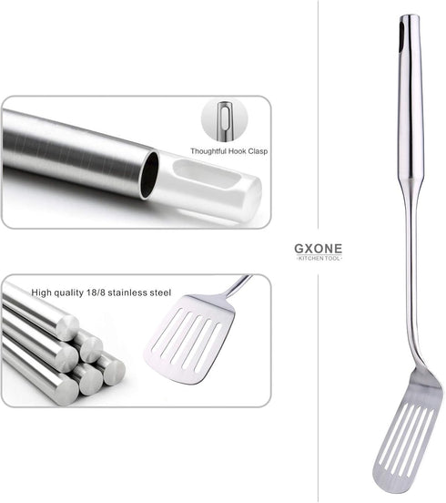 Stainless Steel Slotted Spatula, Cooking Utensil for Kitchen Use, Silver, 14.9 Inch