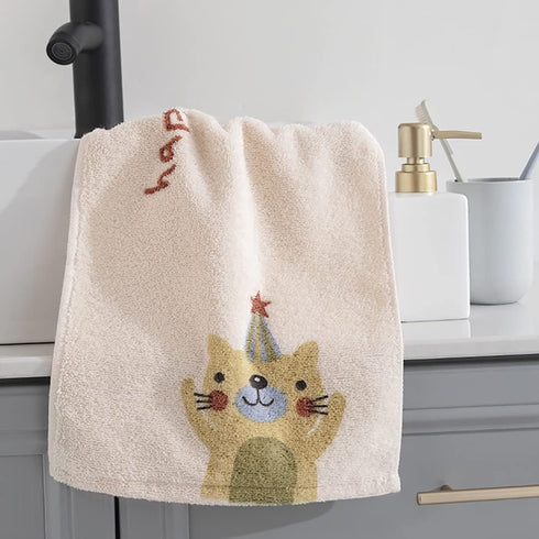 Kissvian 4-Pack Set, 10" 20" Cartoon Cat Hand Bath Towel Fingertip Bath Towels for Home, Pure Cotton Kids Washcloths