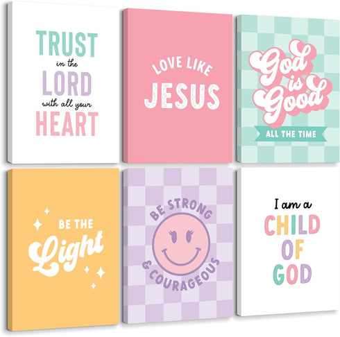 Lhoiplme Christian Nursery Wall Art Decor Bible Verses Posters Girl Nursery Canvas Wall