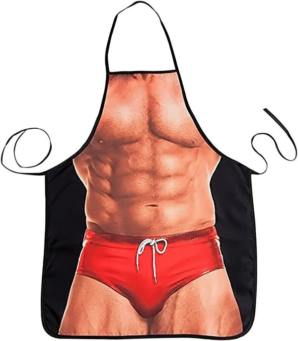 Cooking Kitchen Aprons for Men Women Chef, Funny Apron, Red Swim Trunks Design
