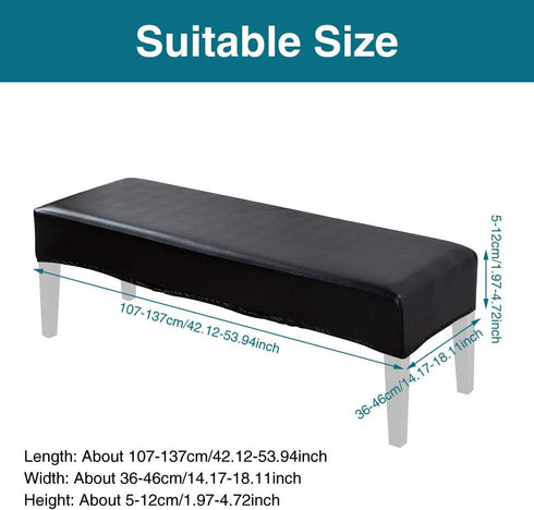 42.12-53.94inch CALIDAKA PU Leather Bench Cover Elastic Soft Stretch Bench Slipcover Removable Washable Bench Seat