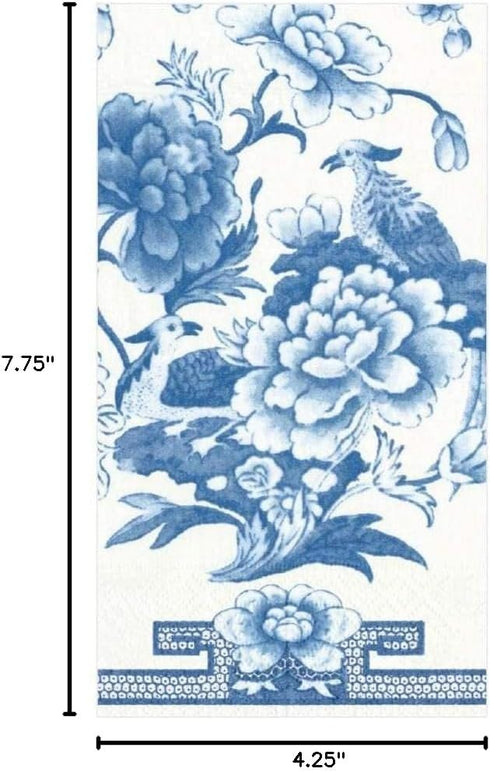 Packs 15 Caspari Blue & White Paper Guest Towel Napkins - Two